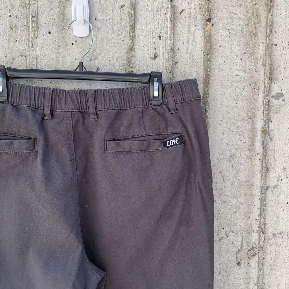 COVE Men's Chino Pants 38x30 Charcoal Gray Tapered Leg Elastic Waist Pockets